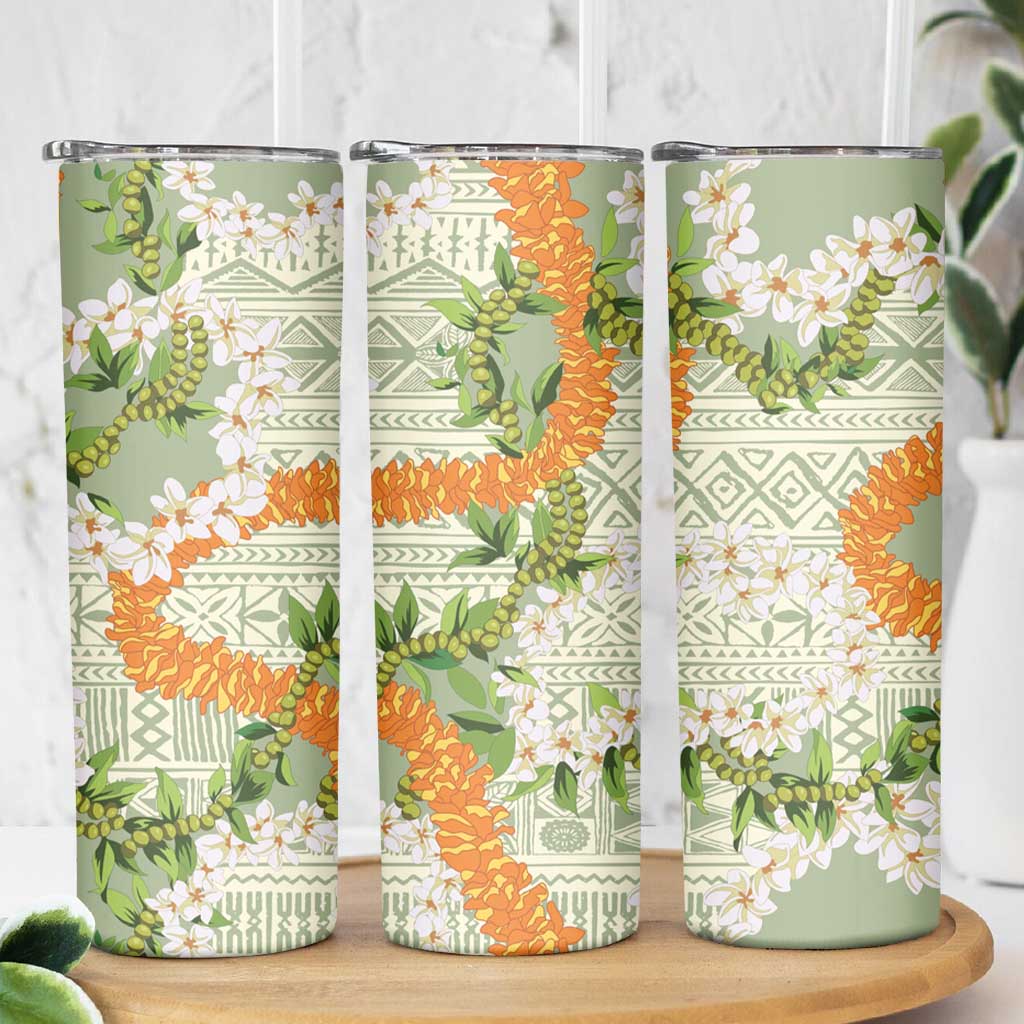 Aloha Festive Hawaii Skinny Tumbler Mokihana - Maile Leis in Muted Summer LT7 - Polynesian Pride