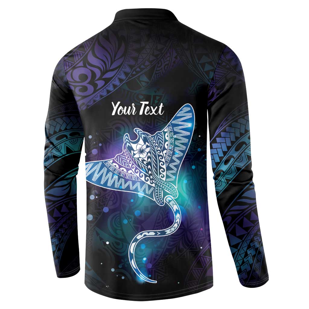 Polynesian Tala Manta Ray Button Sweatshirt Nowhere You Could Go That I Won't Be With You - Polynesian Pride