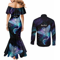 Polynesian Tala Manta Ray Couples Matching Mermaid Dress and Long Sleeve Button Shirt Nowhere You Could Go That I Won't Be With You LT7 - Polynesian Pride