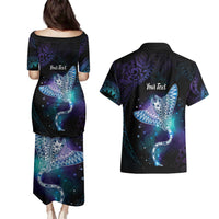Polynesian Tala Manta Ray Couples Matching Puletasi and Hawaiian Shirt Nowhere You Could Go That I Won't Be With You LT7 - Polynesian Pride