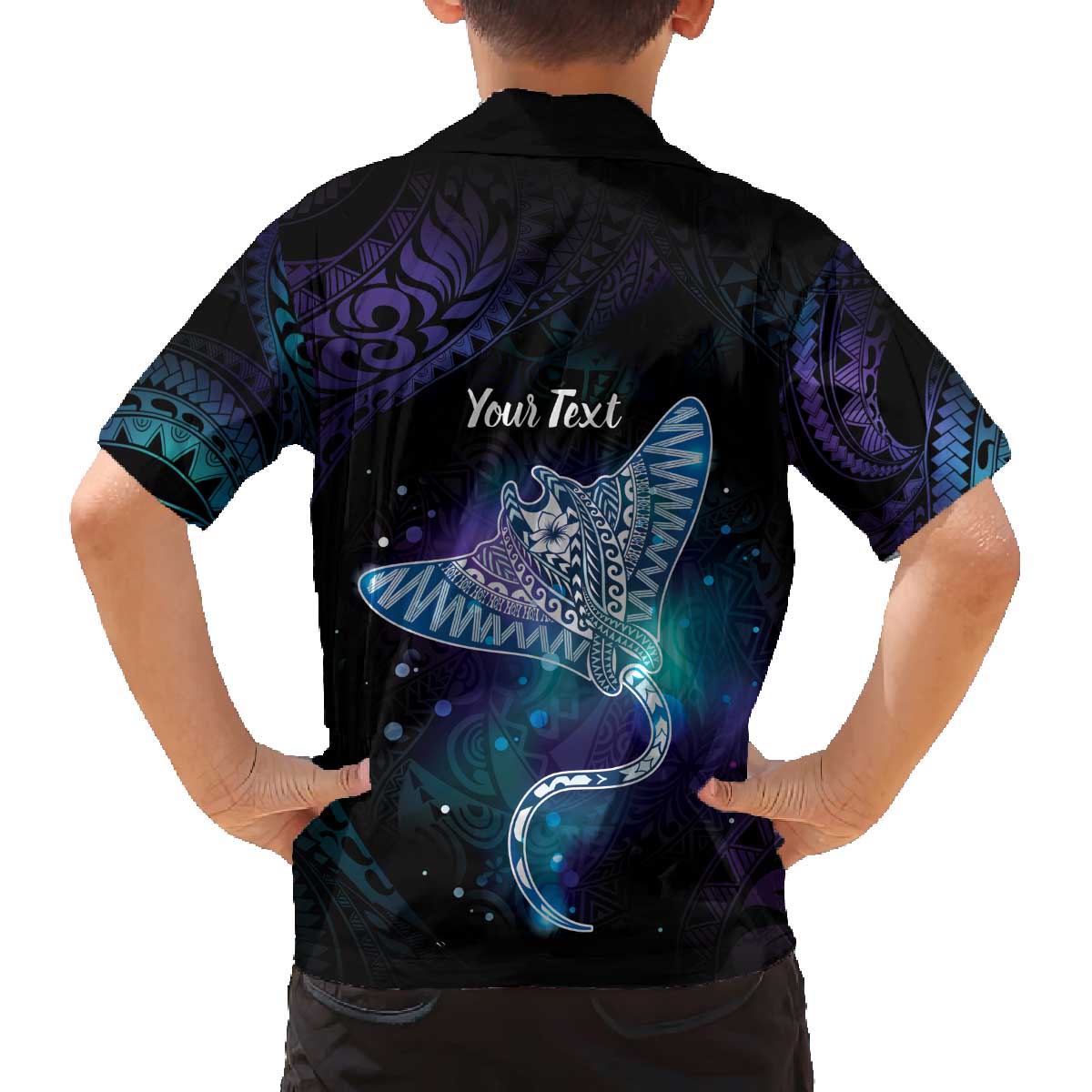 Polynesian Tala Manta Ray Family Matching Off The Shoulder Long Sleeve Dress and Hawaiian Shirt Nowhere You Could Go That I Won't Be With You LT7 - Polynesian Pride