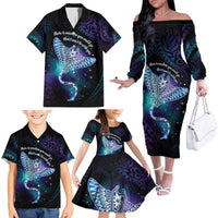 Polynesian Tala Manta Ray Family Matching Off The Shoulder Long Sleeve Dress and Hawaiian Shirt Nowhere You Could Go That I Won't Be With You LT7 - Polynesian Pride