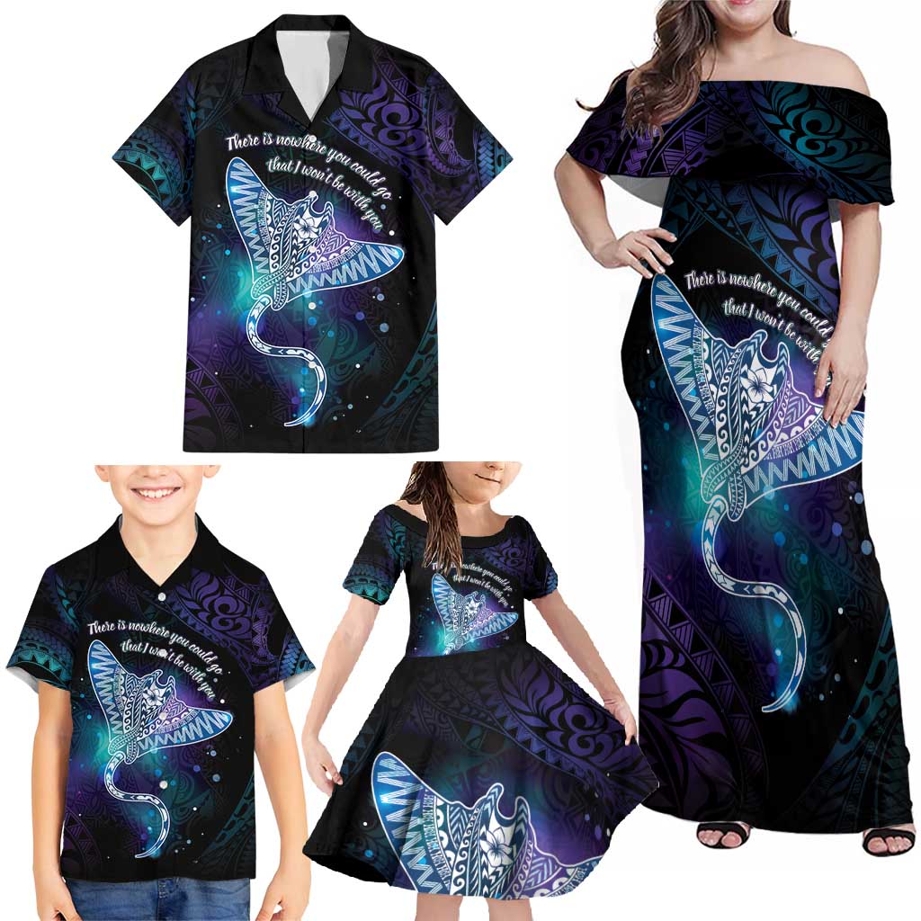 Polynesian Tala Manta Ray Family Matching Off Shoulder Maxi Dress and Hawaiian Shirt Nowhere You Could Go That I Won't Be With You LT7 - Polynesian Pride