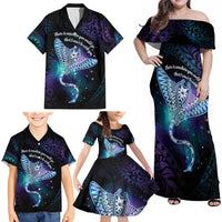 Polynesian Tala Manta Ray Family Matching Off Shoulder Maxi Dress and Hawaiian Shirt Nowhere You Could Go That I Won't Be With You LT7 - Polynesian Pride