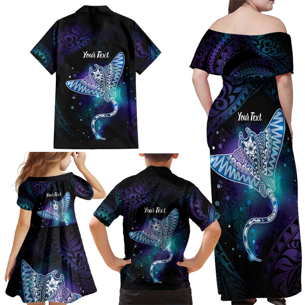 Polynesian Tala Manta Ray Family Matching Off Shoulder Maxi Dress and Hawaiian Shirt Nowhere You Could Go That I Won't Be With You LT7 - Polynesian Pride