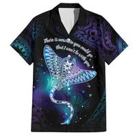 Polynesian Tala Manta Ray Family Matching Off Shoulder Short Dress and Hawaiian Shirt Nowhere You Could Go That I Won't Be With You LT7 Dad's Shirt - Short Sleeve Purple Teal - Polynesian Pride