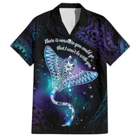 Polynesian Tala Manta Ray Family Matching Short Sleeve Bodycon Dress and Hawaiian Shirt Nowhere You Could Go That I Won't Be With You LT7 Dad's Shirt - Short Sleeve Purple Teal - Polynesian Pride