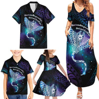 Polynesian Tala Manta Ray Family Matching Summer Maxi Dress and Hawaiian Shirt Nowhere You Could Go That I Won't Be With You LT7 - Polynesian Pride