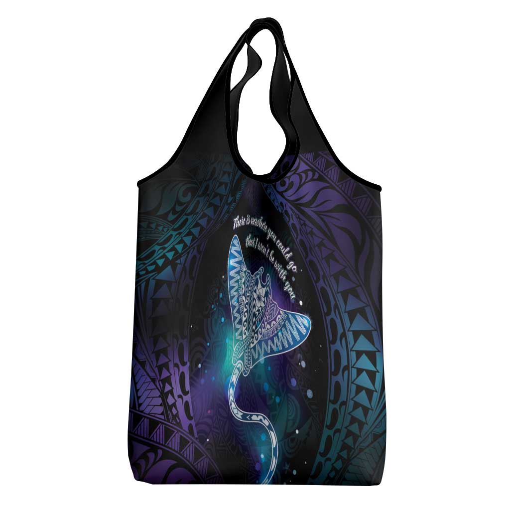 Polynesian Tala Manta Ray Grocery Bag Nowhere You Could Go That I Won't Be With You - Polynesian Pride