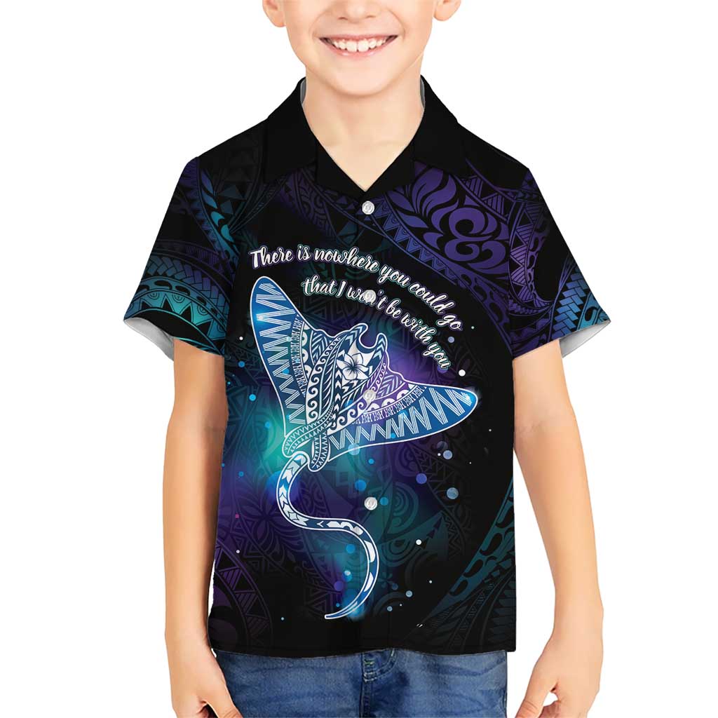 Polynesian Tala Manta Ray Kid Hawaiian Shirt Nowhere You Could Go That I Won't Be With You LT7 Kid Purple Teal - Polynesian Pride