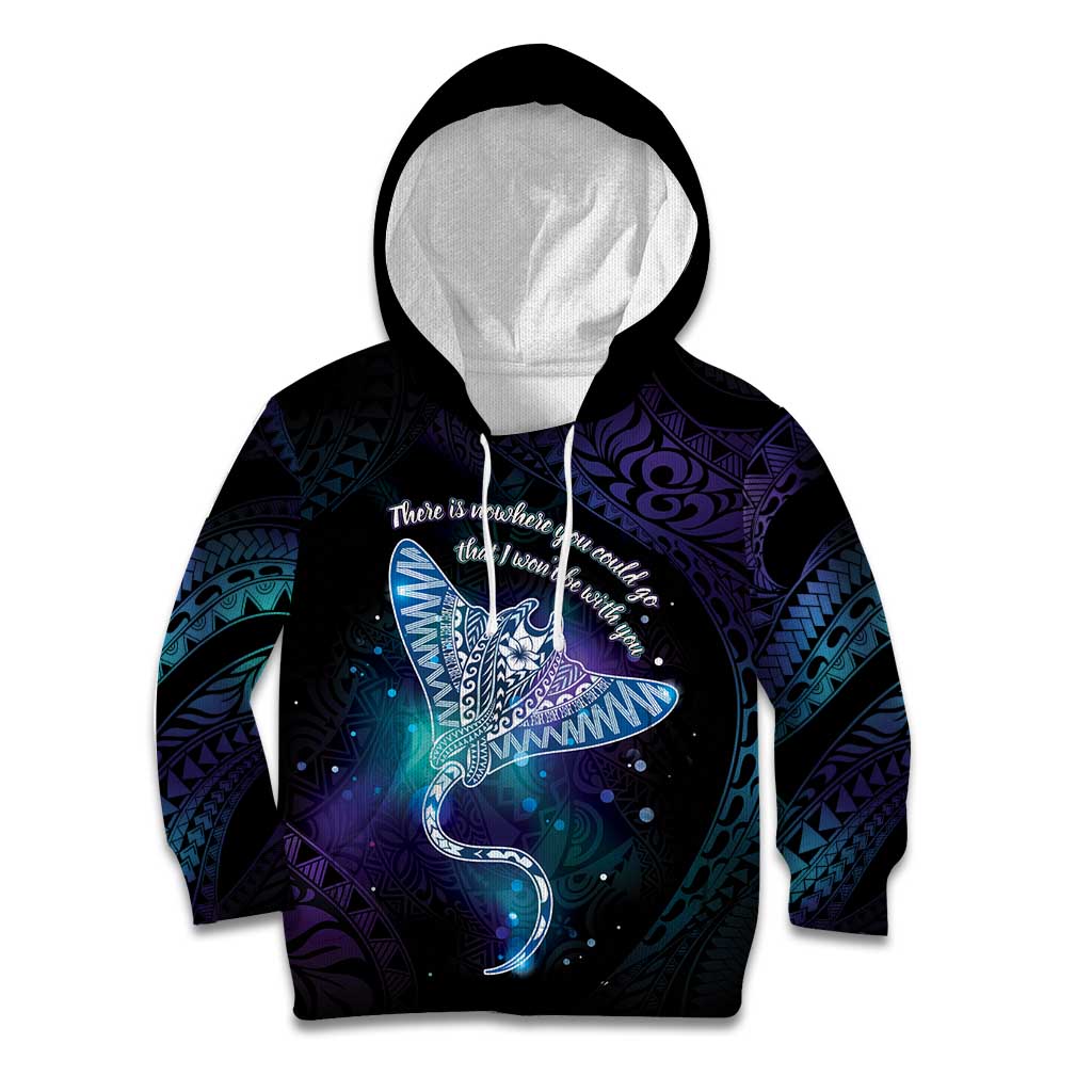 Polynesian Tala Manta Ray Kid Hoodie Nowhere You Could Go That I Won't Be With You LT7 Hoodie Purple Teal - Polynesian Pride