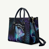 Polynesian Tala Manta Ray Leather Bag Nowhere You Could Go That I Won't Be With You LT7 Purple Teal - Polynesian Pride