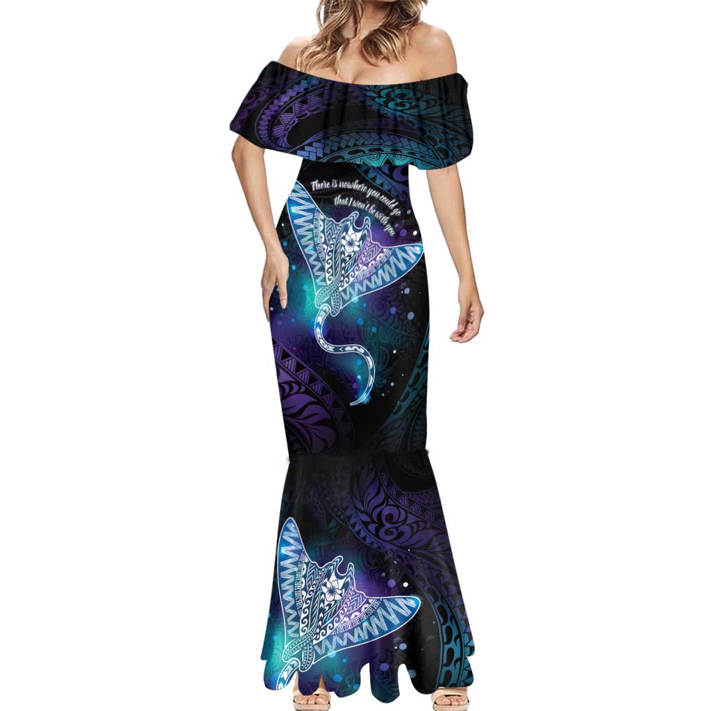 Polynesian Tala Manta Ray Mermaid Dress Nowhere You Could Go That I Won't Be With You - Polynesian Pride
