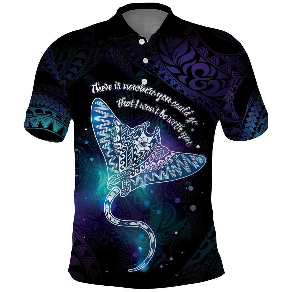 Polynesian Tala Manta Ray Polo Shirt Nowhere You Could Go That I Won't Be With You LT7 Purple Teal - Polynesian Pride
