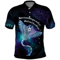 Polynesian Tala Manta Ray Polo Shirt Nowhere You Could Go That I Won't Be With You LT7 Purple Teal - Polynesian Pride