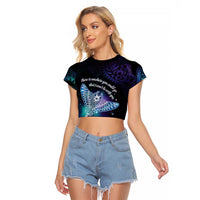 Polynesian Tala Manta Ray Raglan Cropped T Shirt Nowhere You Could Go That I Won't Be With You - Polynesian Pride