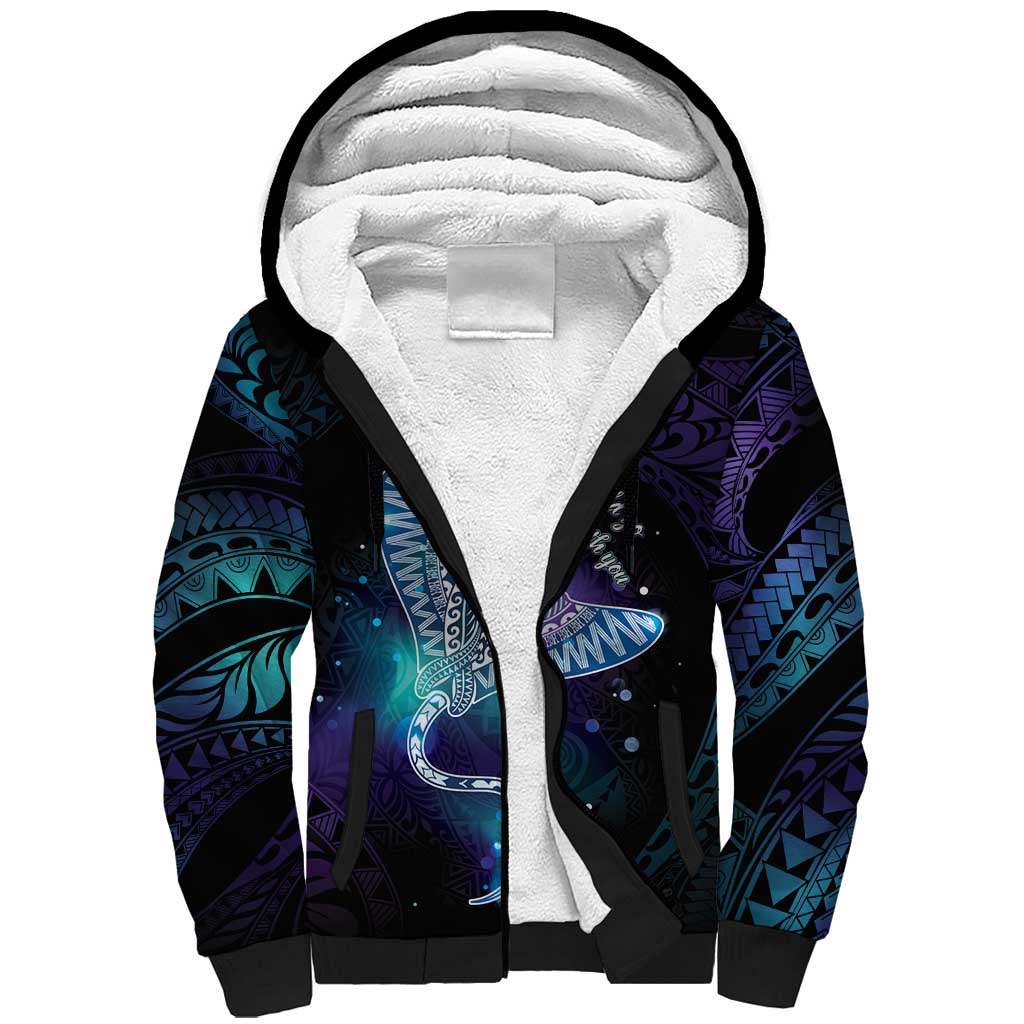 Polynesian Tala Manta Ray Sherpa Hoodie Nowhere You Could Go That I Won't Be With You LT7 Unisex Purple Teal - Polynesian Pride