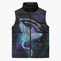 Polynesian Tala Manta Ray Sleeveless Puffer Jacket Nowhere You Could Go That I Won't Be With You LT7 Unisex Purple Teal - Polynesian Pride