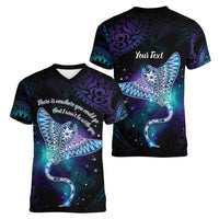 Polynesian Tala Manta Ray Women V-Neck T-Shirt Nowhere You Could Go That I Won't Be With You LT7 - Polynesian Pride