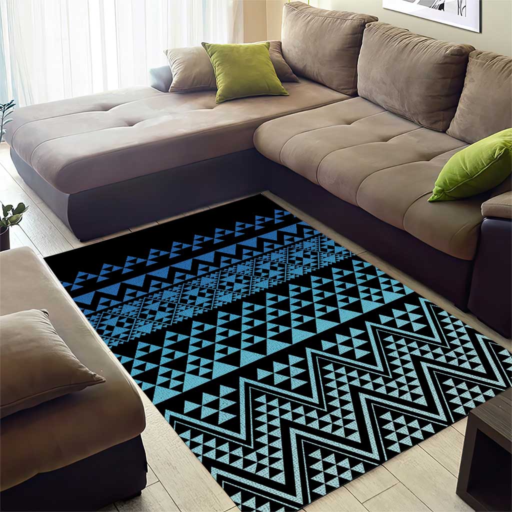 Maori Niho Taniwha Te Wheiao Area Rug Moana Blue - Polynesian Pride