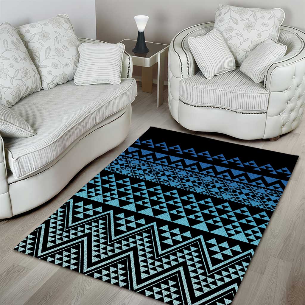 Maori Niho Taniwha Te Wheiao Area Rug Moana Blue - Polynesian Pride