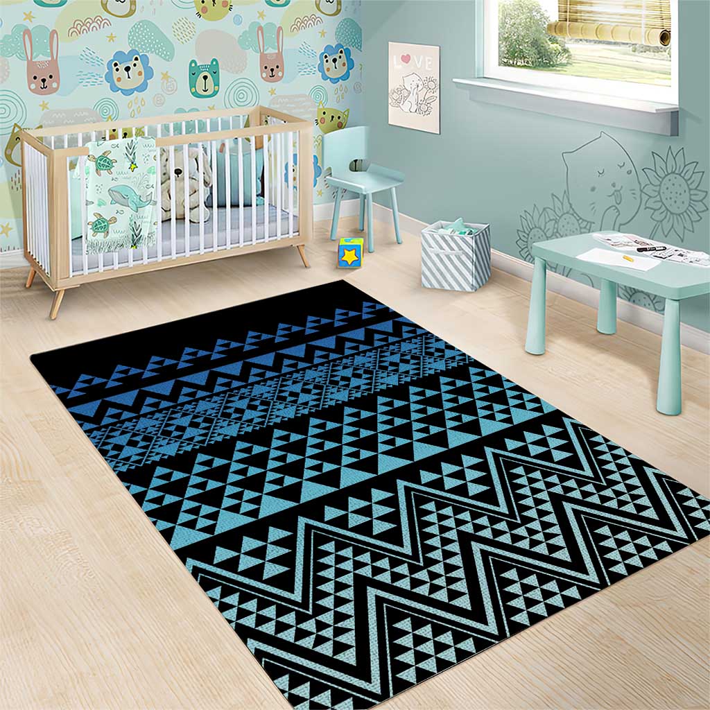 Maori Niho Taniwha Te Wheiao Area Rug Moana Blue - Polynesian Pride