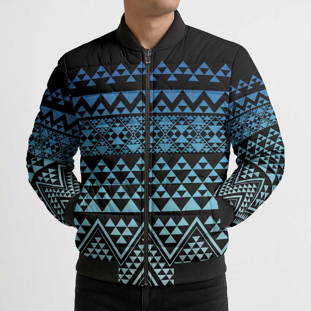Maori Niho Taniwha Te Wheiao Bomber Puffer Jacket Moana Blue LT7 - Polynesian Pride