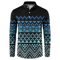 Maori Niho Taniwha Te Wheiao Button Sweatshirt Moana Blue LT7 Blue - Polynesian Pride
