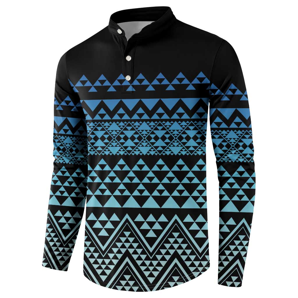 Maori Niho Taniwha Te Wheiao Button Sweatshirt Moana Blue LT7 - Polynesian Pride