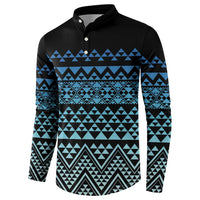 Maori Niho Taniwha Te Wheiao Button Sweatshirt Moana Blue LT7 - Polynesian Pride
