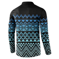 Maori Niho Taniwha Te Wheiao Button Sweatshirt Moana Blue LT7 - Polynesian Pride