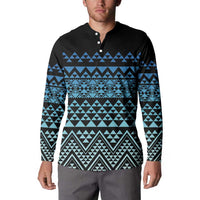 Maori Niho Taniwha Te Wheiao Button Sweatshirt Moana Blue LT7 - Polynesian Pride