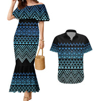 Maori Niho Taniwha Te Wheiao Couples Matching Mermaid Dress and Hawaiian Shirt Moana Blue LT7 Blue - Polynesian Pride