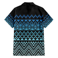 Maori Niho Taniwha Te Wheiao Family Matching Long Sleeve Bodycon Dress and Hawaiian Shirt Moana Blue LT7 - Polynesian Pride
