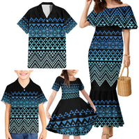 Maori Niho Taniwha Te Wheiao Family Matching Mermaid Dress and Hawaiian Shirt Moana Blue LT7 - Polynesian Pride