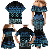 Maori Niho Taniwha Te Wheiao Family Matching Mermaid Dress and Hawaiian Shirt Moana Blue LT7 - Polynesian Pride