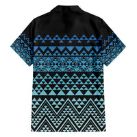 Maori Niho Taniwha Te Wheiao Family Matching Off The Shoulder Long Sleeve Dress and Hawaiian Shirt Moana Blue LT7 - Polynesian Pride