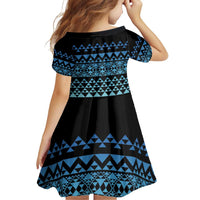 Maori Niho Taniwha Te Wheiao Family Matching Off Shoulder Short Dress and Hawaiian Shirt Moana Blue LT7 - Polynesian Pride