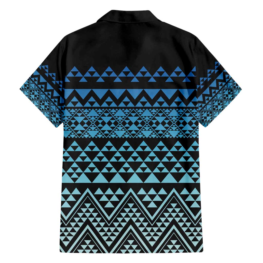 Maori Niho Taniwha Te Wheiao Family Matching Off Shoulder Short Dress and Hawaiian Shirt Moana Blue LT7 - Polynesian Pride