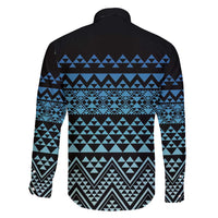 Maori Niho Taniwha Te Wheiao Family Matching Off Shoulder Short Dress and Hawaiian Shirt Moana Blue LT7 - Polynesian Pride
