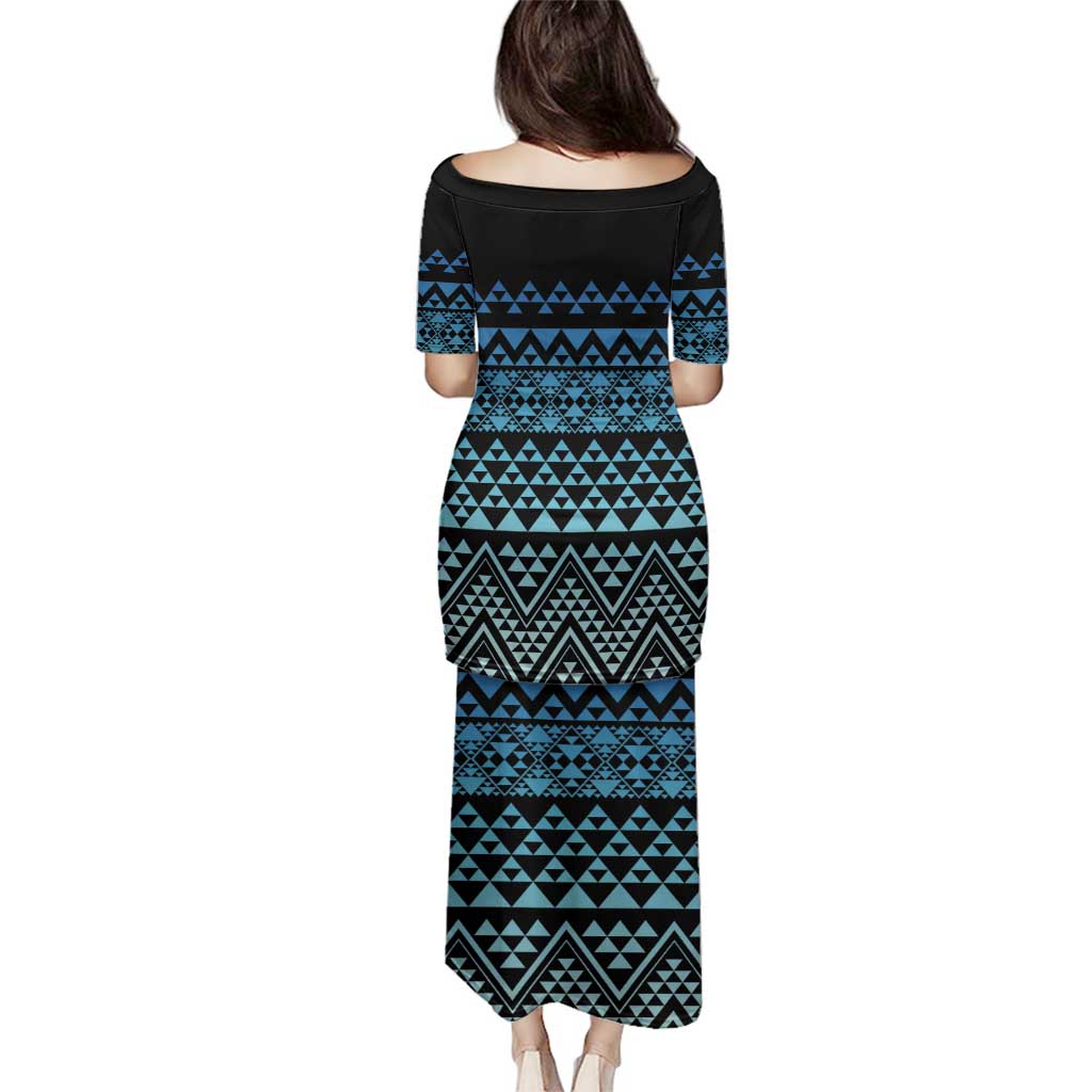 Maori Niho Taniwha Te Wheiao Family Matching Puletasi and Hawaiian Shirt Moana Blue LT7 - Polynesian Pride