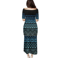 Maori Niho Taniwha Te Wheiao Family Matching Puletasi and Hawaiian Shirt Moana Blue LT7 - Polynesian Pride