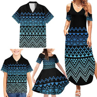 Maori Niho Taniwha Te Wheiao Family Matching Summer Maxi Dress and Hawaiian Shirt Moana Blue LT7 - Polynesian Pride