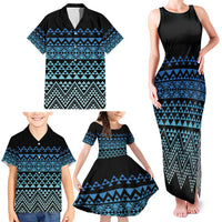 Maori Niho Taniwha Te Wheiao Family Matching Tank Maxi Dress and Hawaiian Shirt Moana Blue LT7 - Polynesian Pride