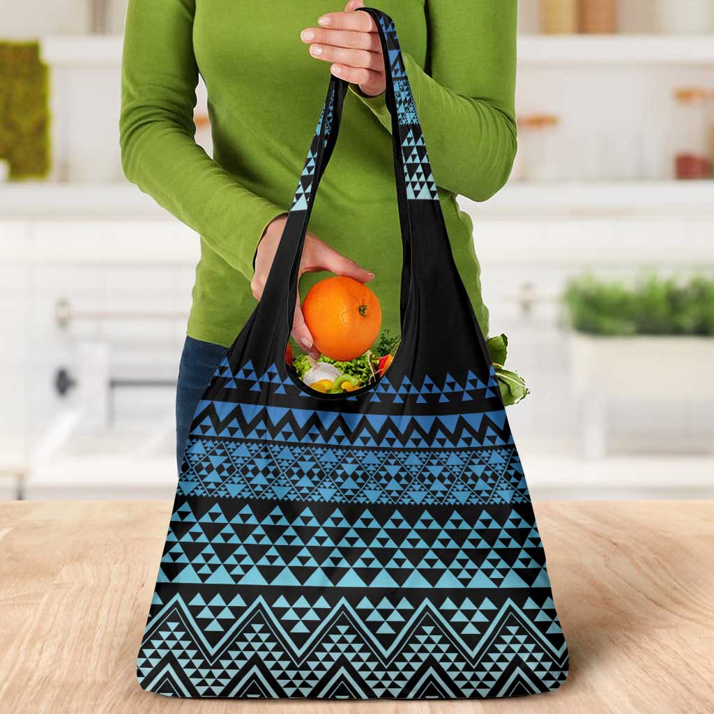 Maori Niho Taniwha Te Wheiao Grocery Bag Moana Blue - Polynesian Pride