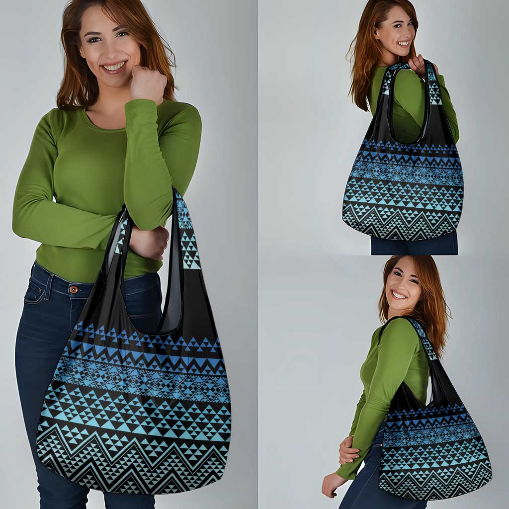 Maori Niho Taniwha Te Wheiao Grocery Bag Moana Blue - Polynesian Pride