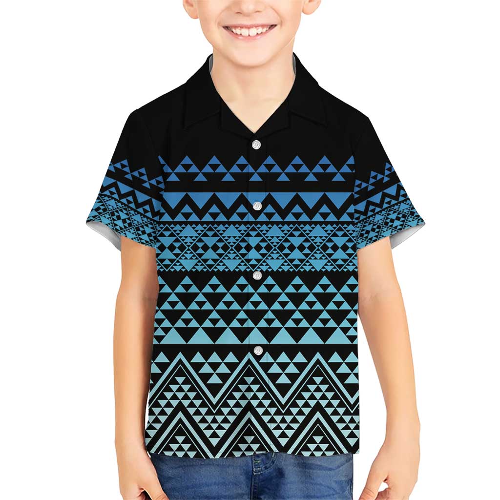 Maori Niho Taniwha Te Wheiao Kid Hawaiian Shirt Moana Blue LT7 Kid Blue - Polynesian Pride