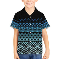 Maori Niho Taniwha Te Wheiao Kid Hawaiian Shirt Moana Blue LT7 Kid Blue - Polynesian Pride