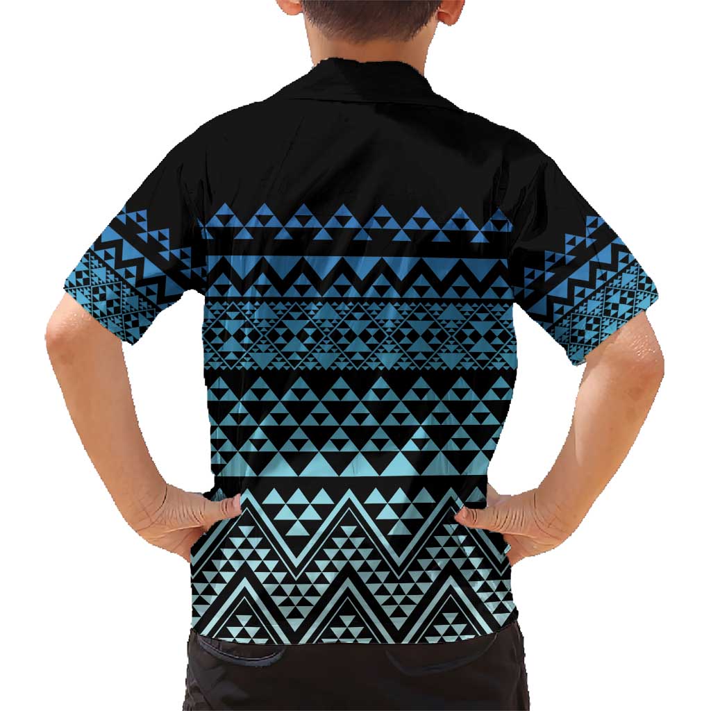 Maori Niho Taniwha Te Wheiao Kid Hawaiian Shirt Moana Blue LT7 - Polynesian Pride
