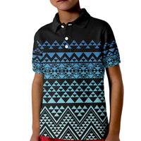 Maori Niho Taniwha Te Wheiao Kid Polo Shirt Moana Blue - Polynesian Pride
